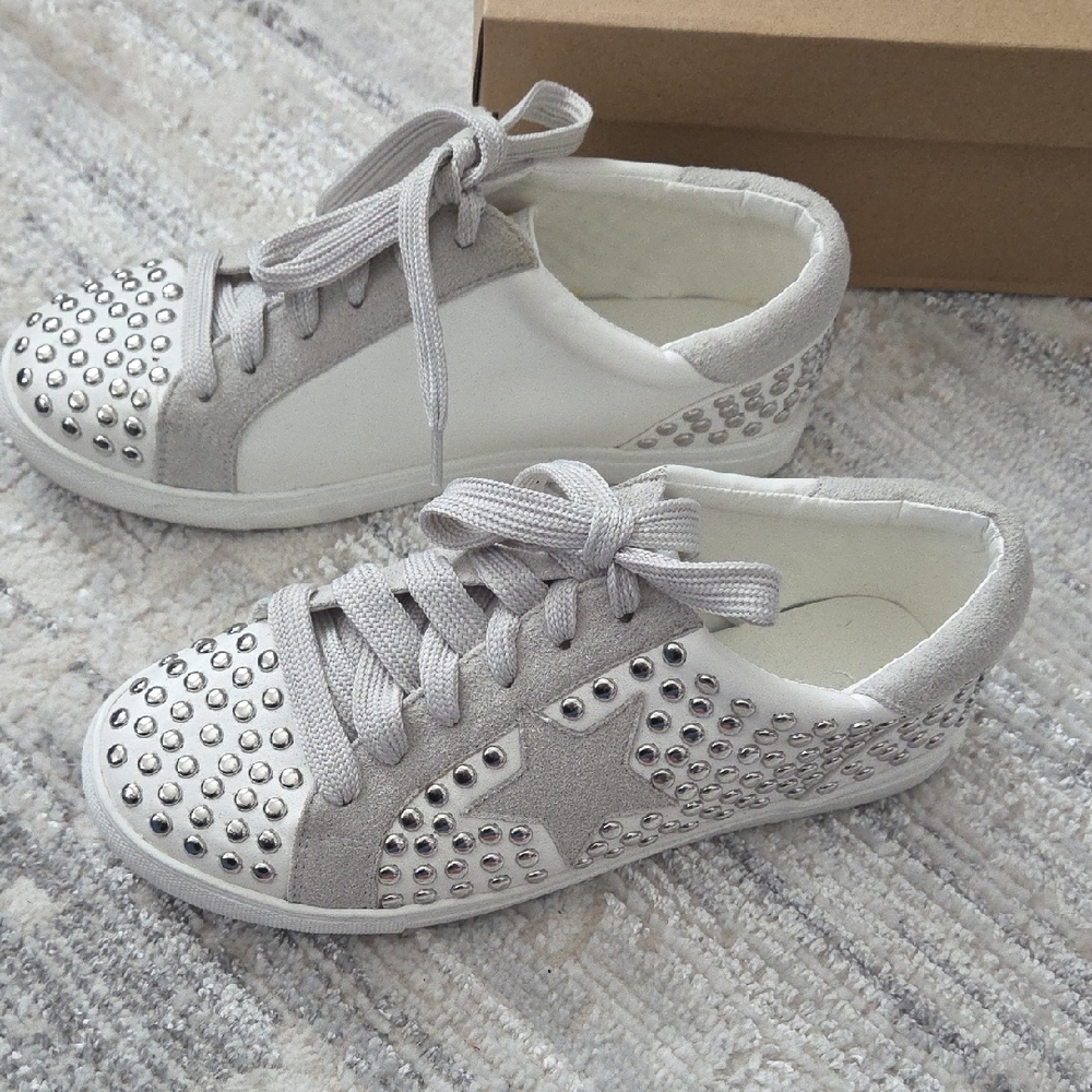 Women's Silver Studded Casual Sneakers